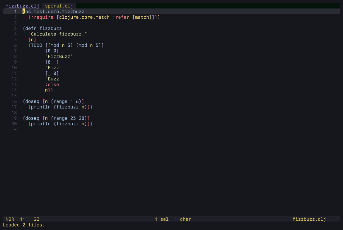 An asciinema recording of interacting with a Clojure nREPL in
Helix